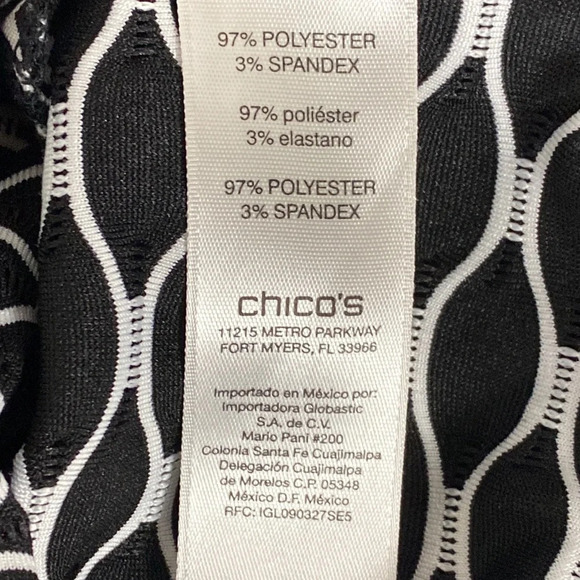 Chico's Black & White Academia Front Zip W/Pockets Textured Jacquard Jacket M - Picture 9 of 10